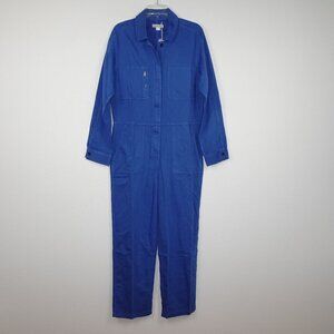 Outerknown Station Jumpsuit Women's Size M Blue Linen Blend One Piece Coveralls